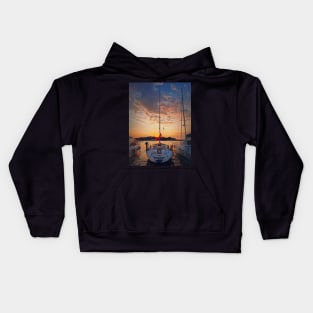 Sunset at the deck Kids Hoodie